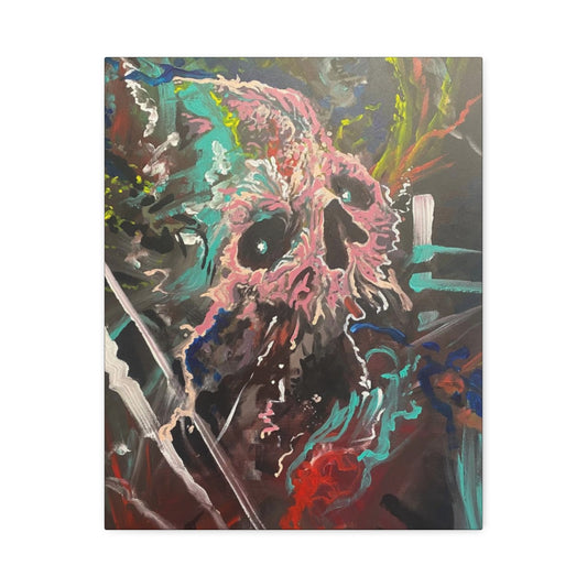 Abstract Acrylic Skull on Canvas